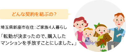 どんな契約を結ぶの？埼玉県新座市在住：ご家族4人暮らし 「転勤が決まったので、購入したマンションを手放すことにしました。」